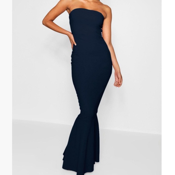 Navy colored Strapless bodycon maxi dress - Picture 1 of 1